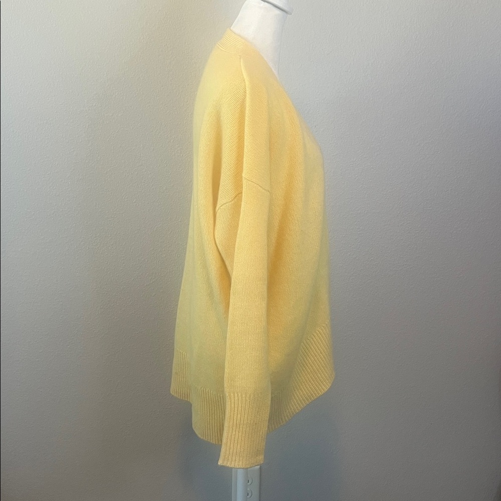 Magaschoni Cashmere Open Front Cardigan Butter Yellow Size Medium - Picture 2 of 7